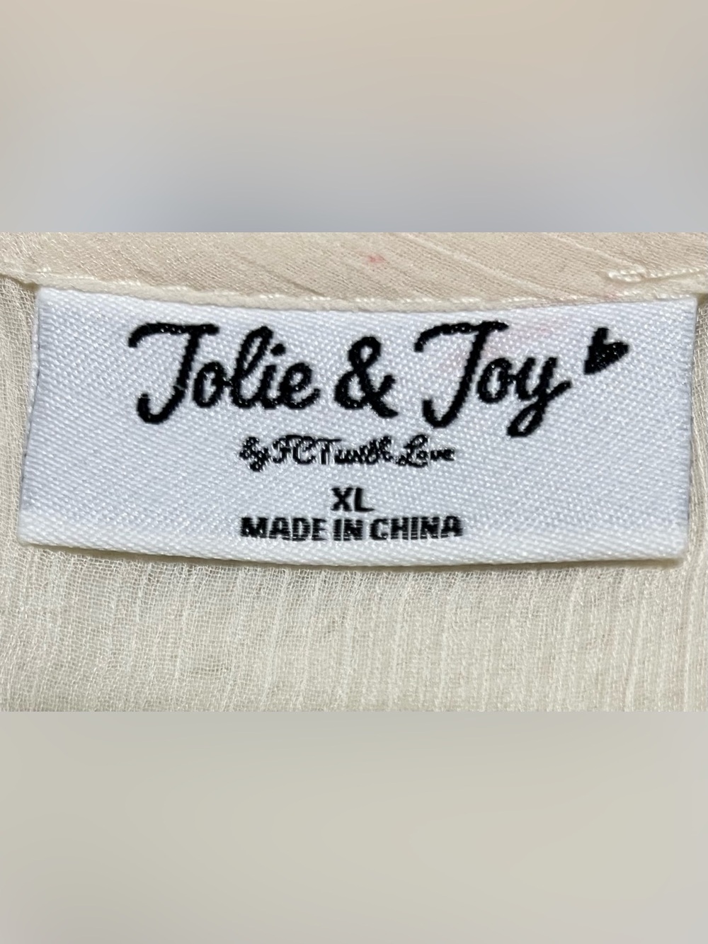 NEW Jolie & Joy by FCT With Love Ivory Boho Peasant Semi Sheer Top Blouse XL - Picture 6 of 7